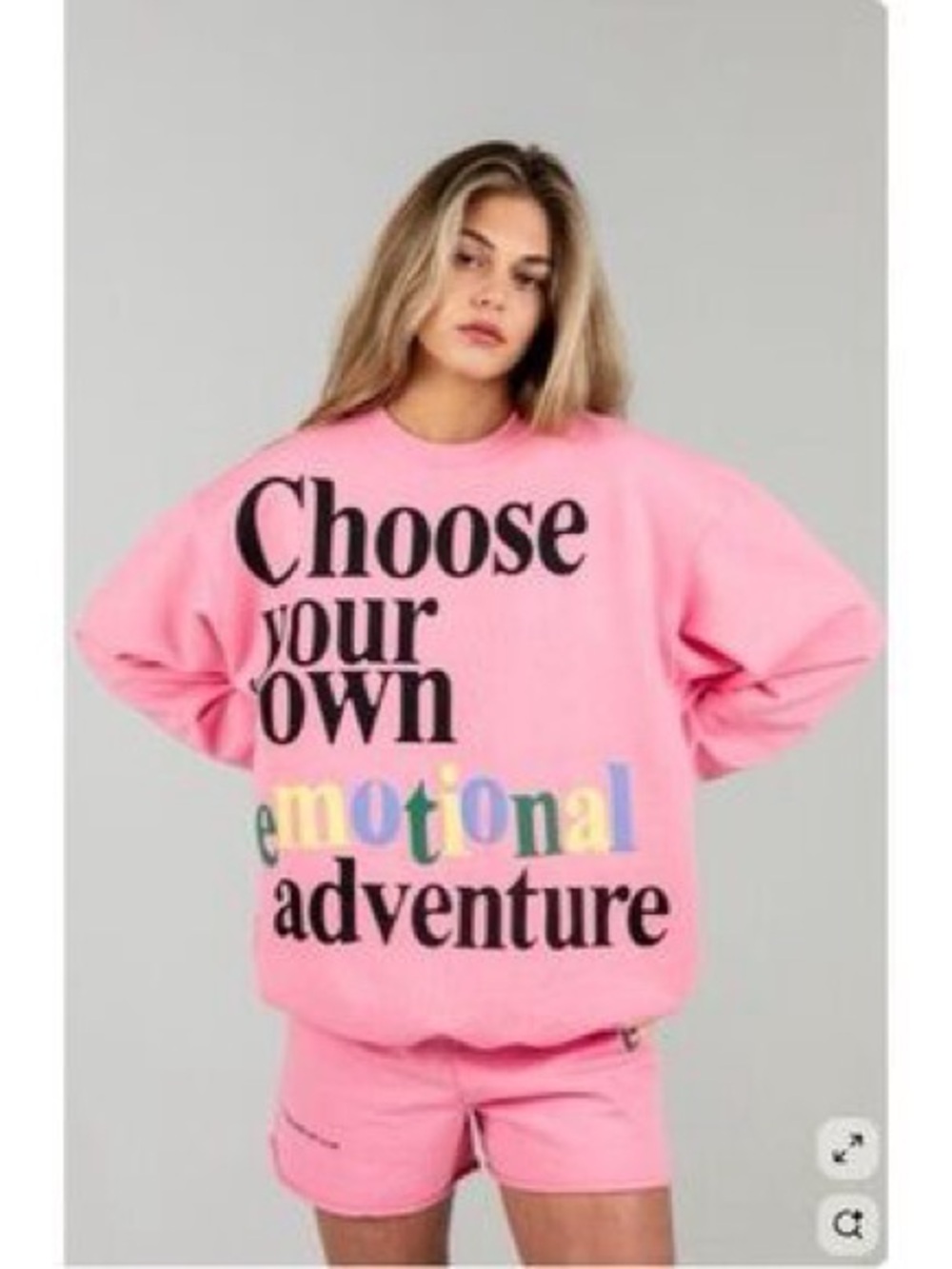 Pink Graphic Crewneck Sweatshirt - Choose Your Own Emotional Adventure